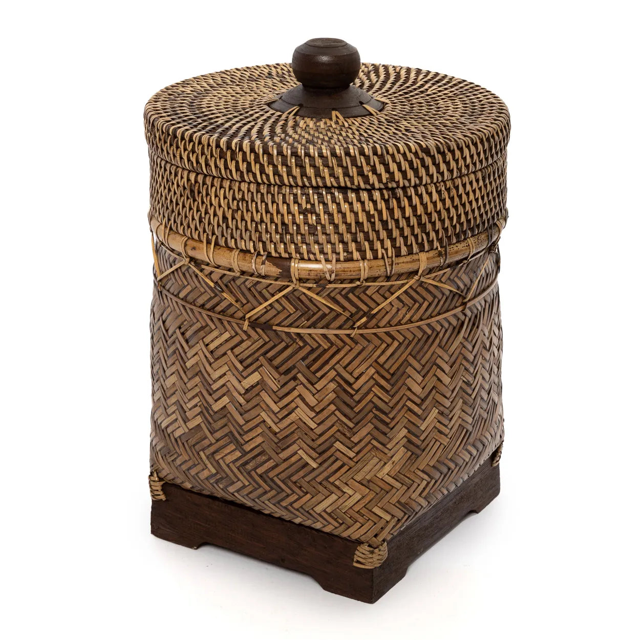 The bathroom trash bin basket - natural brown