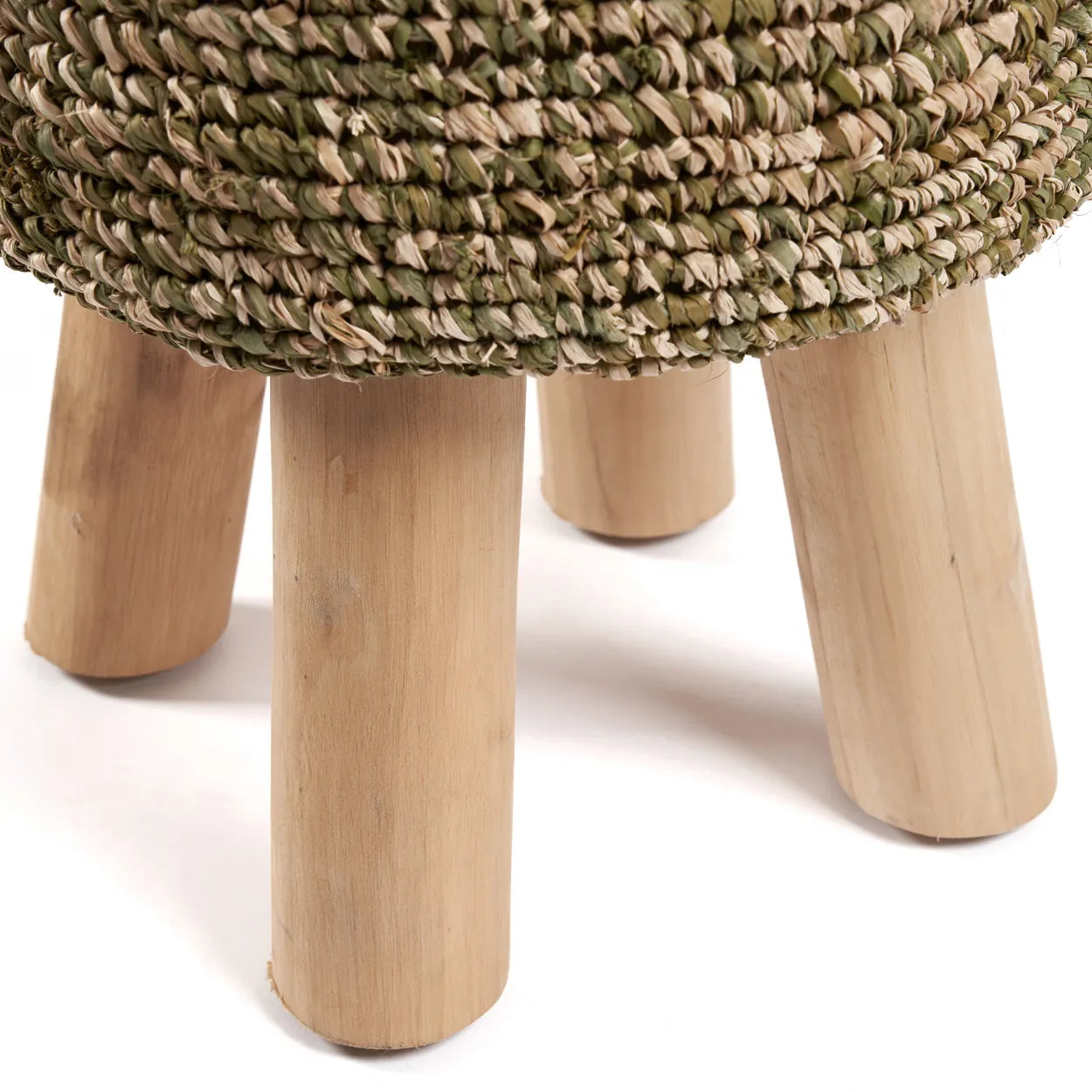 The Raffia woven stool - Jungle Green