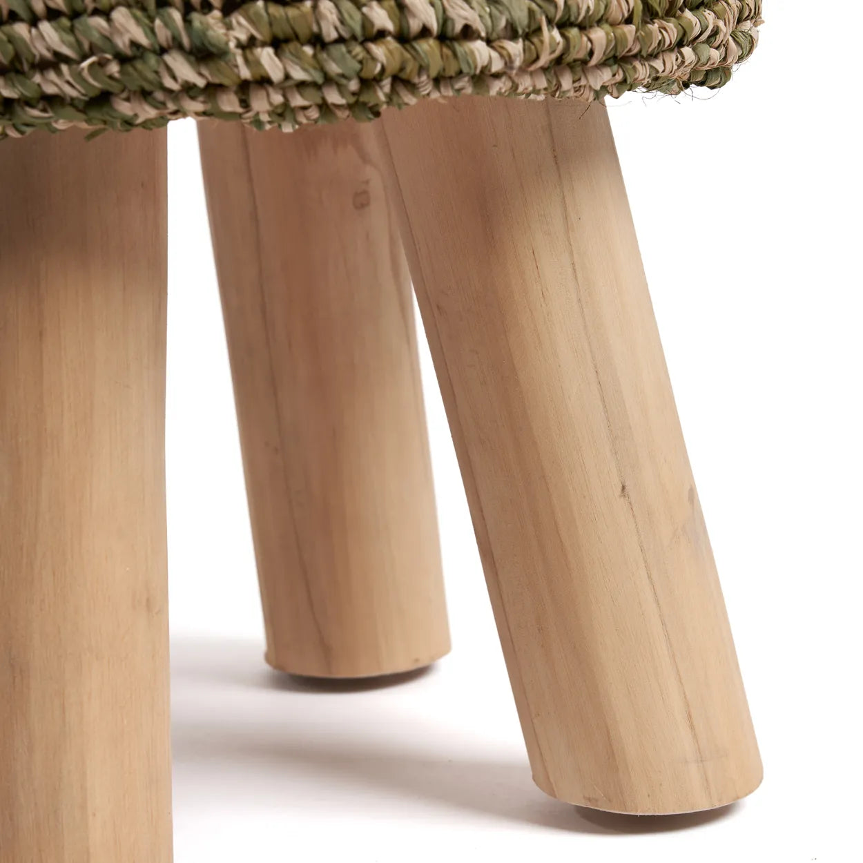 The Raffia woven stool - Jungle Green