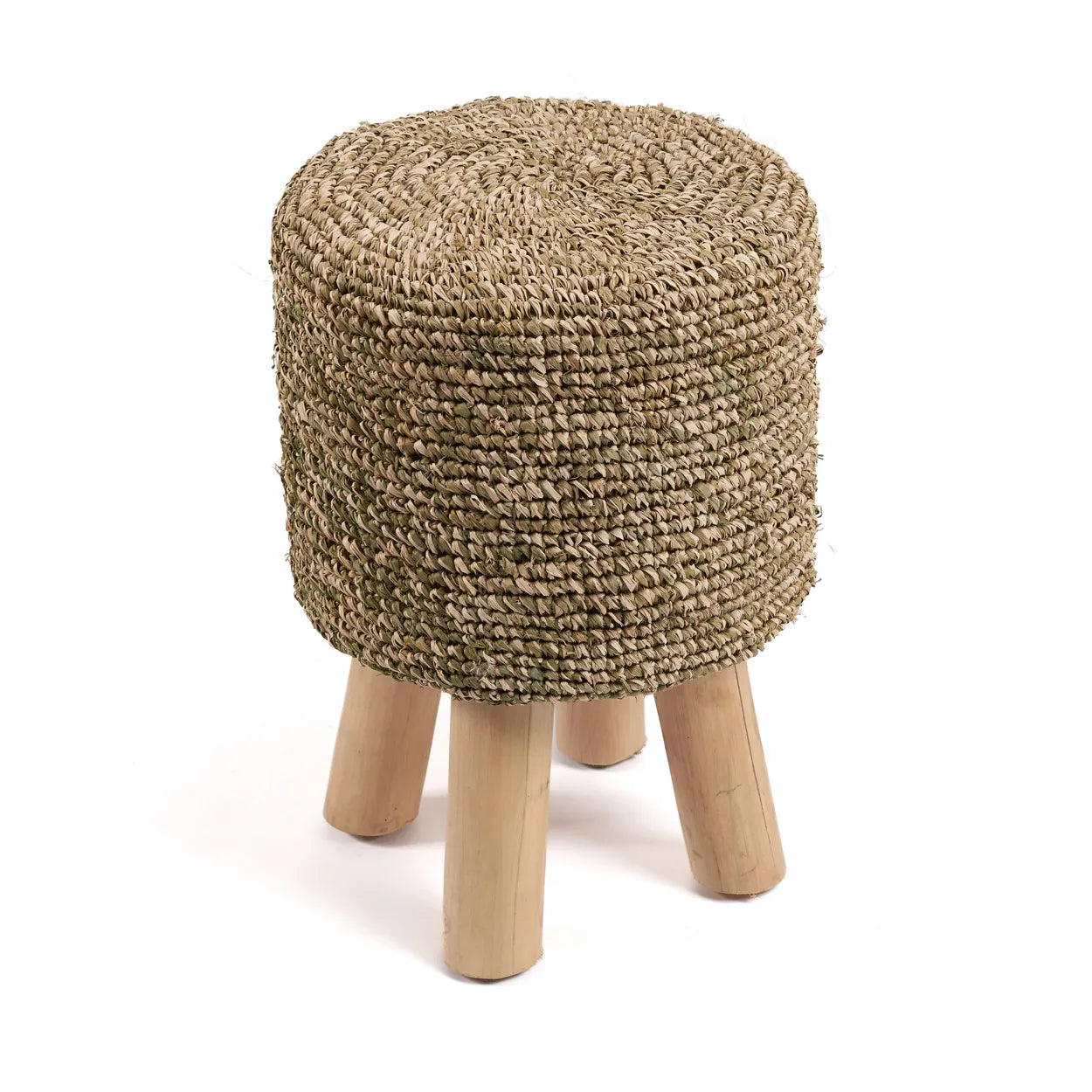 The Raffia woven stool - Jungle Green