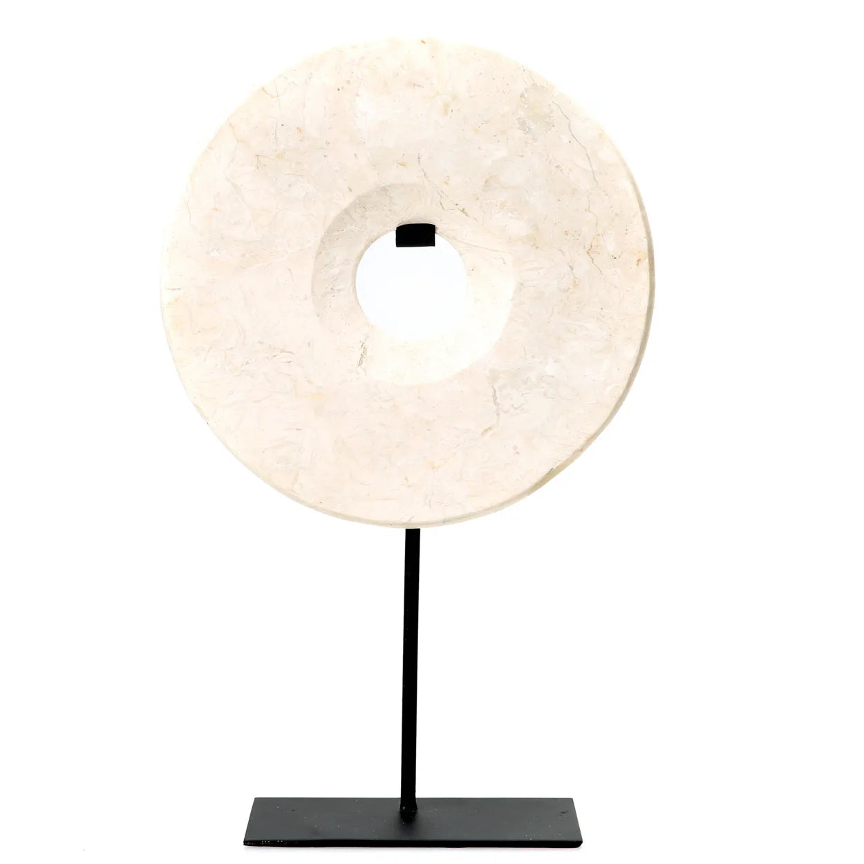 The marble disc on stand - White - L