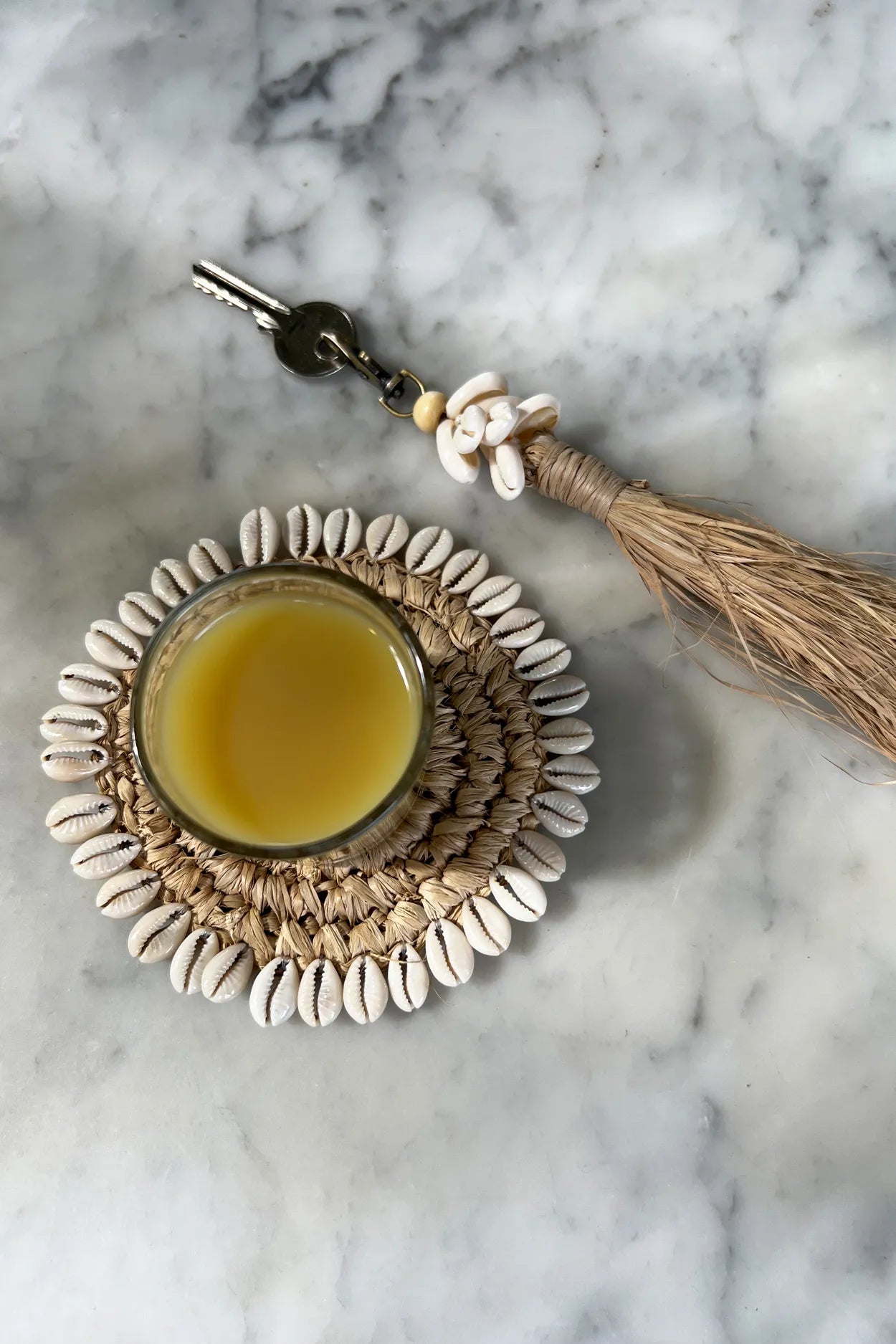 De Raffia Schelp Onderzetter - Natuurlijk