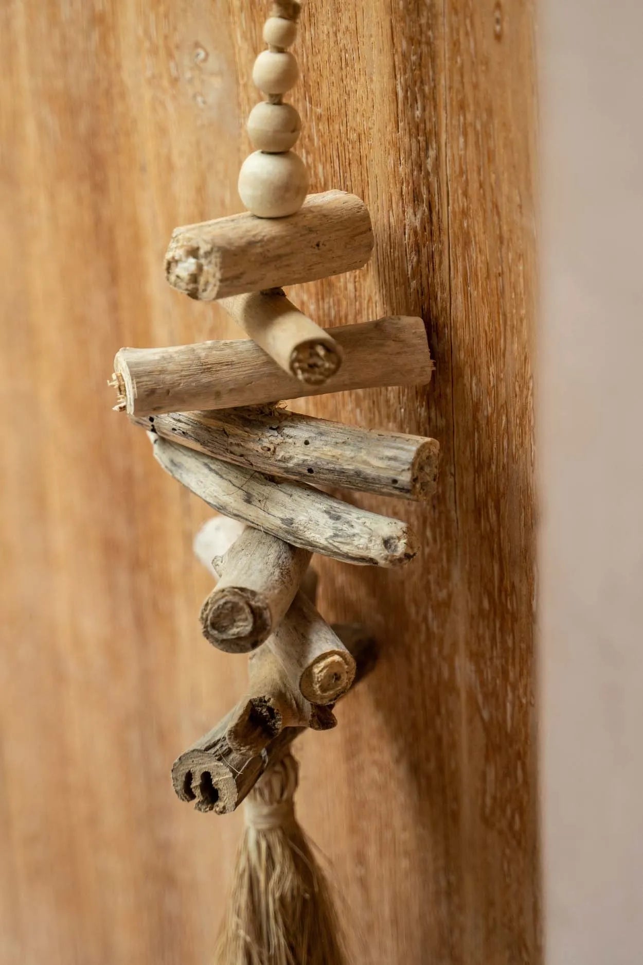 La brosse en bois flotté raphia par 2 pièces