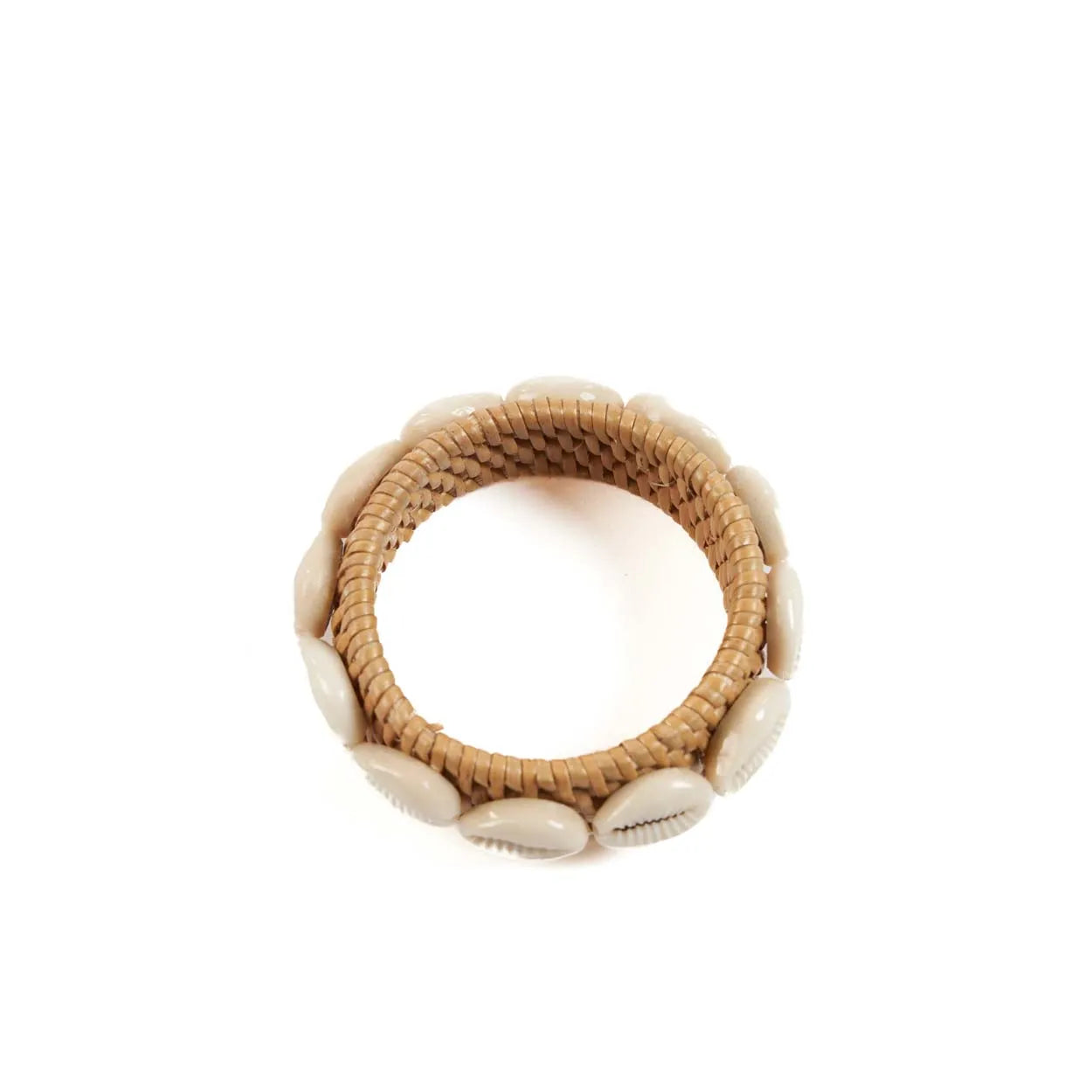 Rond de serviette en rotin coquillage - Blanc naturel - Lot de 4