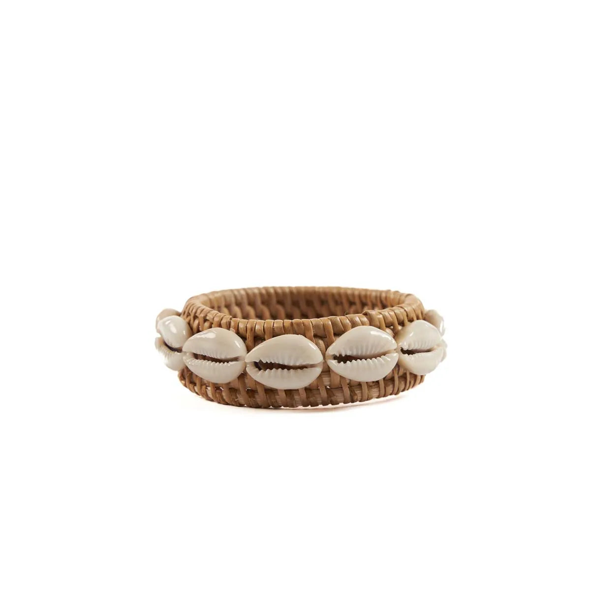Rond de serviette en rotin coquillage - Blanc naturel - Lot de 4