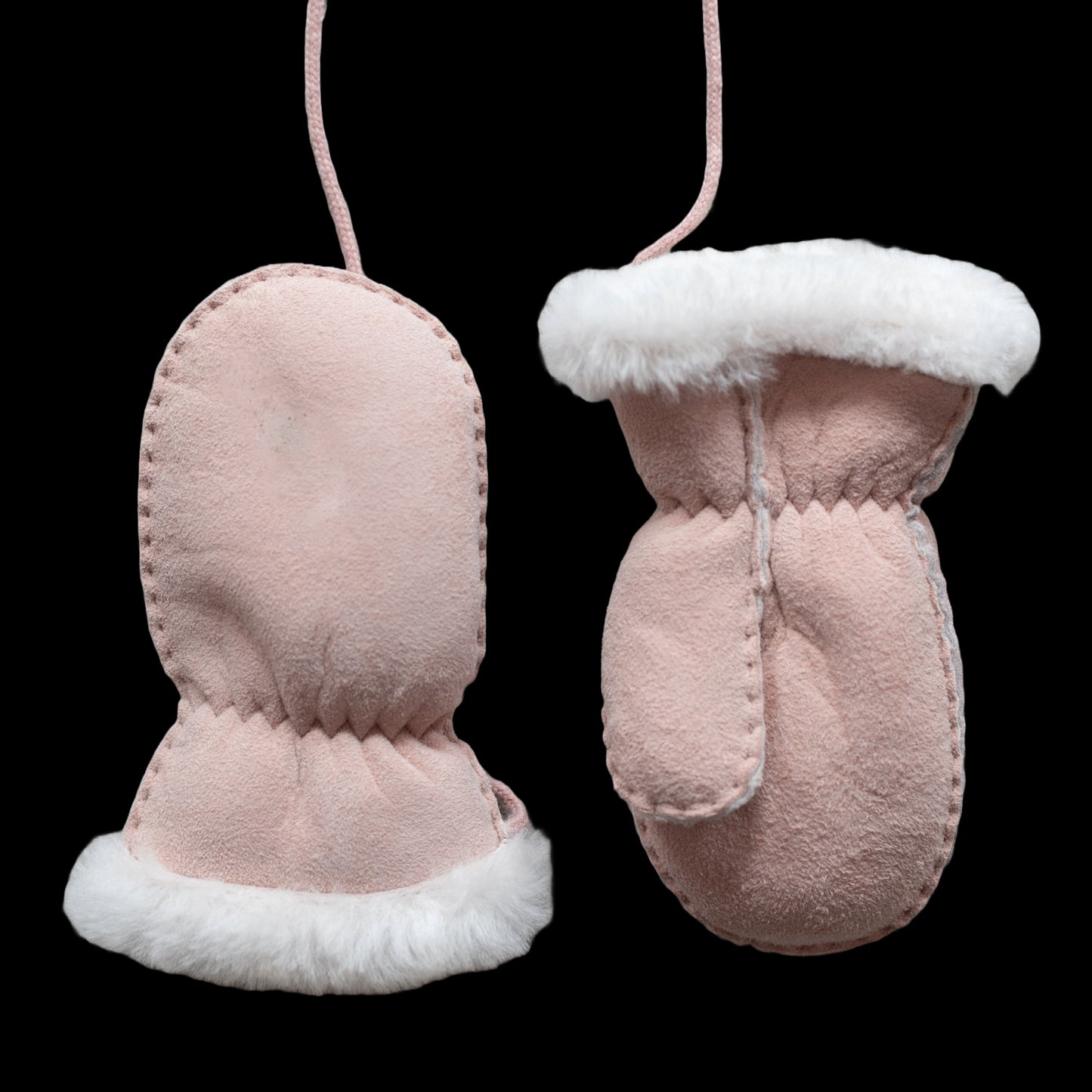 Lamsvel baby- en kinderwanten met duim - Roze 4-6 jaar