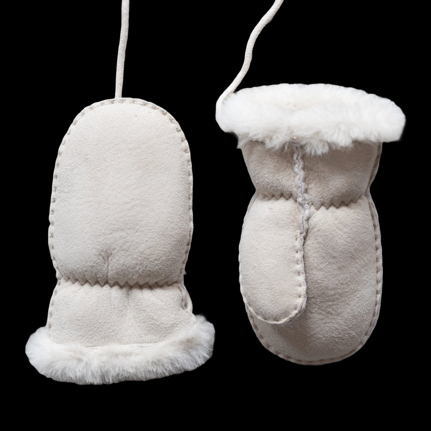 Lamsvacht baby- en kinderwantjes met duim - Wit 4/6 jaar