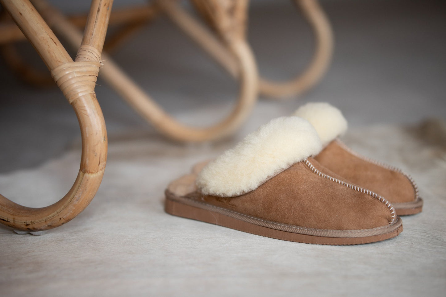 Lamsvacht Dames Slippers - Camel - Maat 42