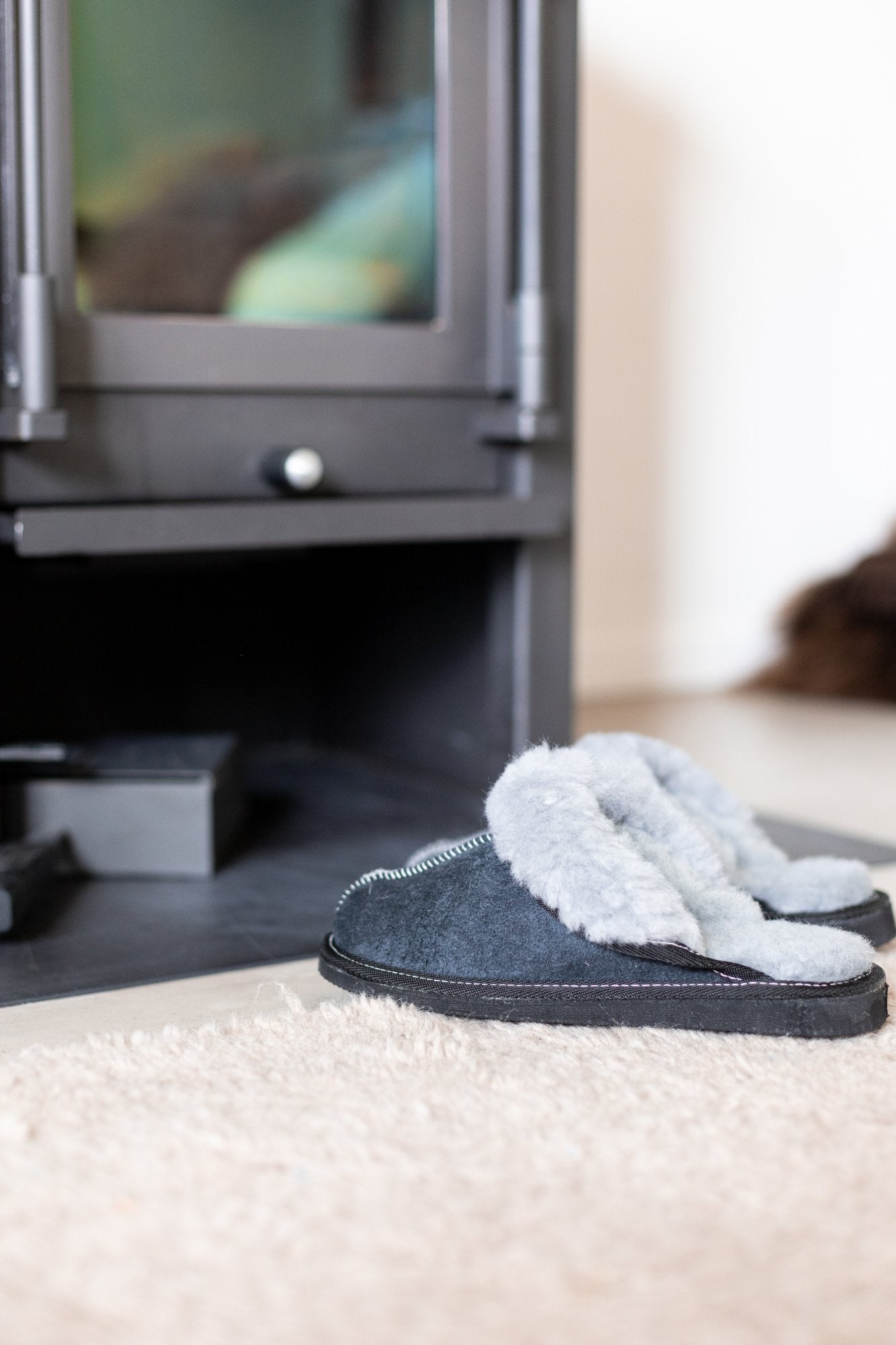 Lamsvel Dames Slippers - Grijs - Maat 43