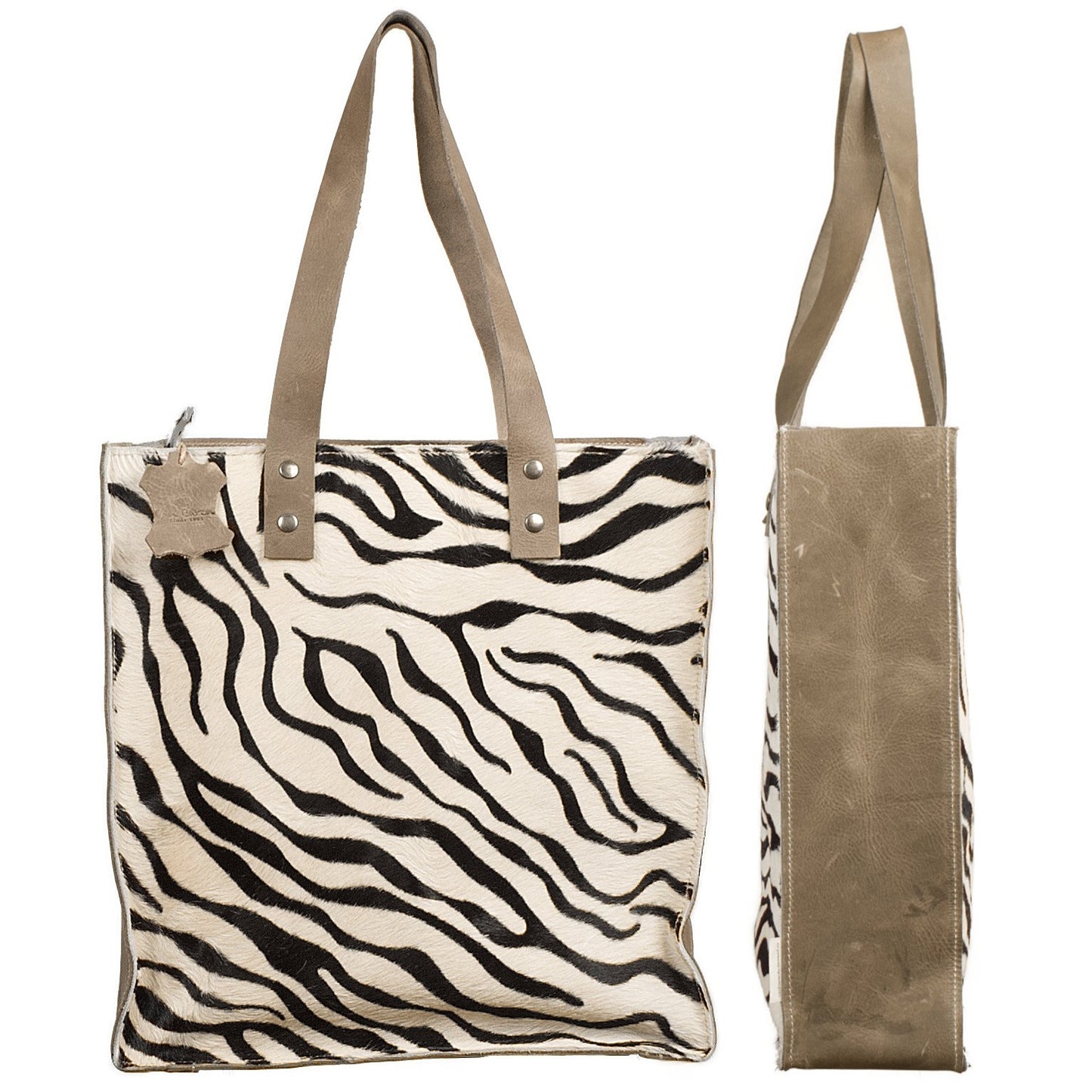 Shopper van koeienhuid met zebraprint