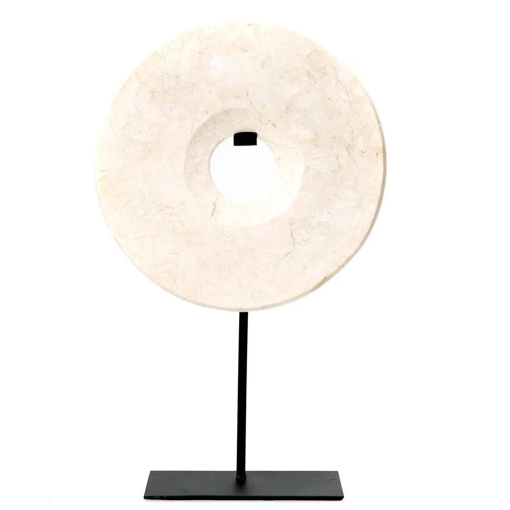 The marble disc on stand - White - L