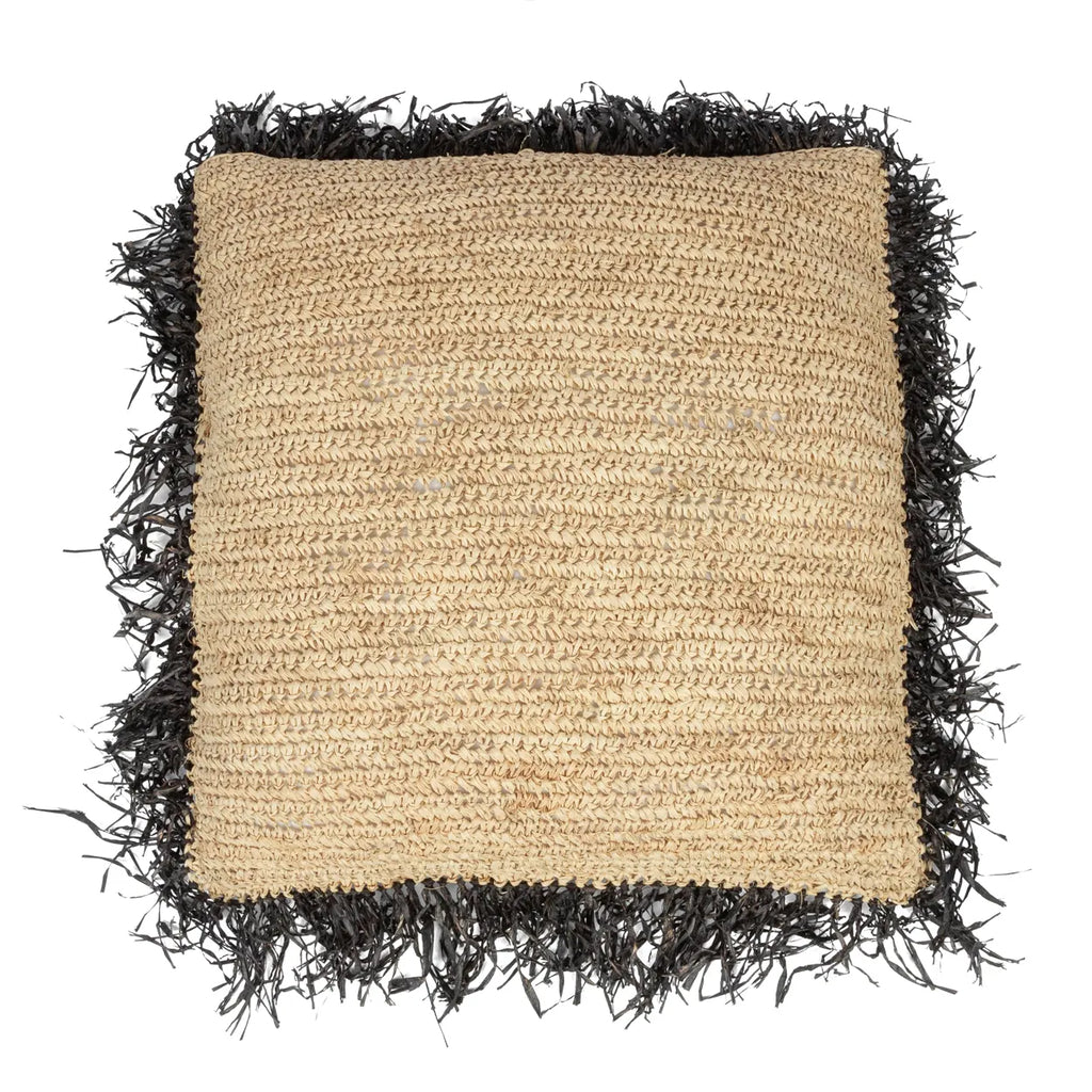 De Raffia Kussenhoes Vierkant - Natuurlijk Zwart - 60x60_40