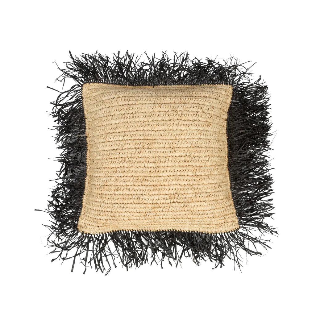 The Raffia Cushion Cover Natural Black 40x40