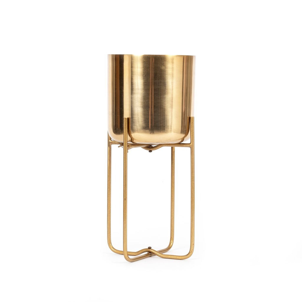 The brass planter on stand - Brass - M
