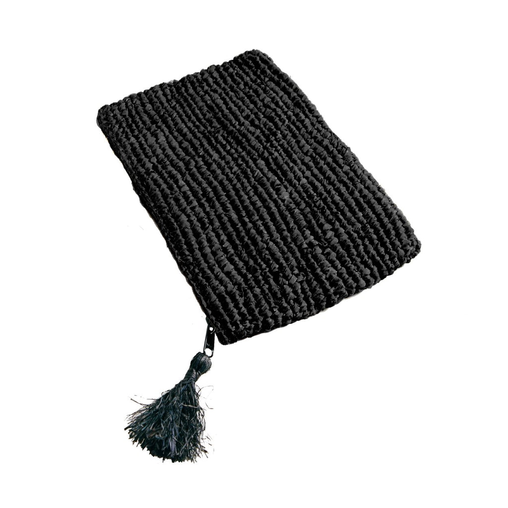 The Raffia Clutch - Black Black - L_40