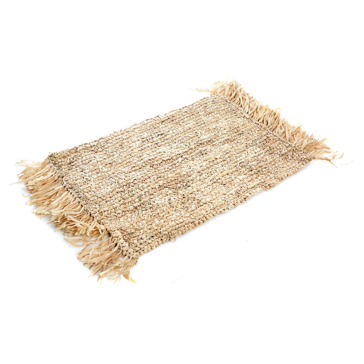 Set de table rectangulaire en raphia à franges - Naturel