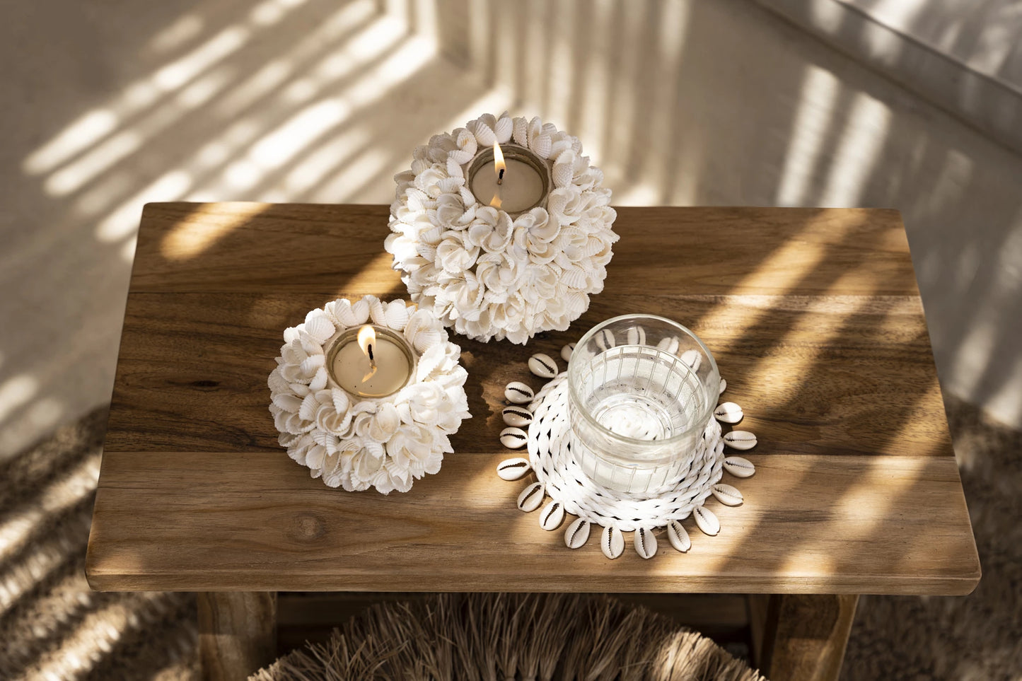 The Seagrass Shell Coaster - White 4 pieces
