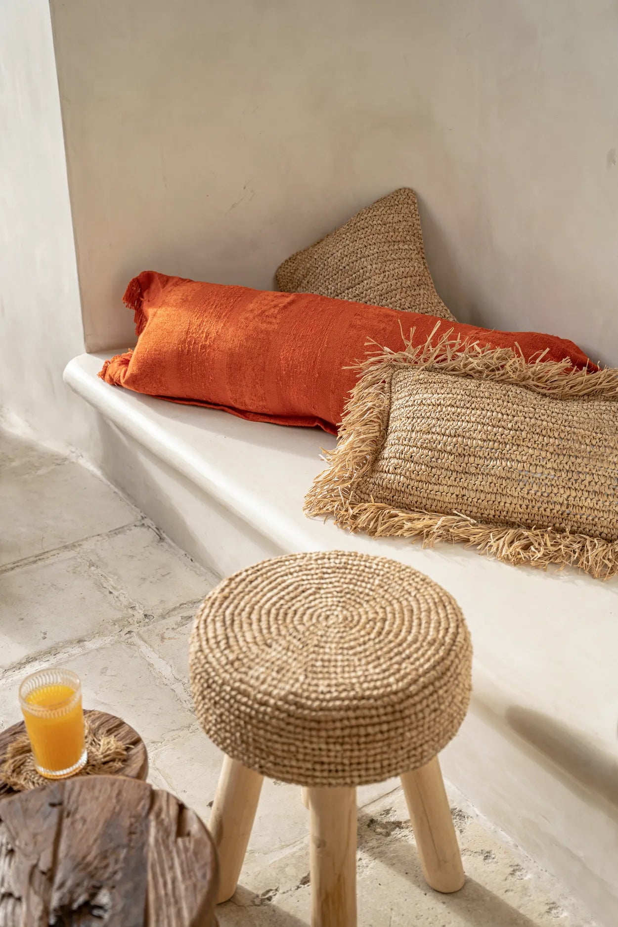 De Raffia Kussenhoes - Rechthoekig - Naturel - 30x50