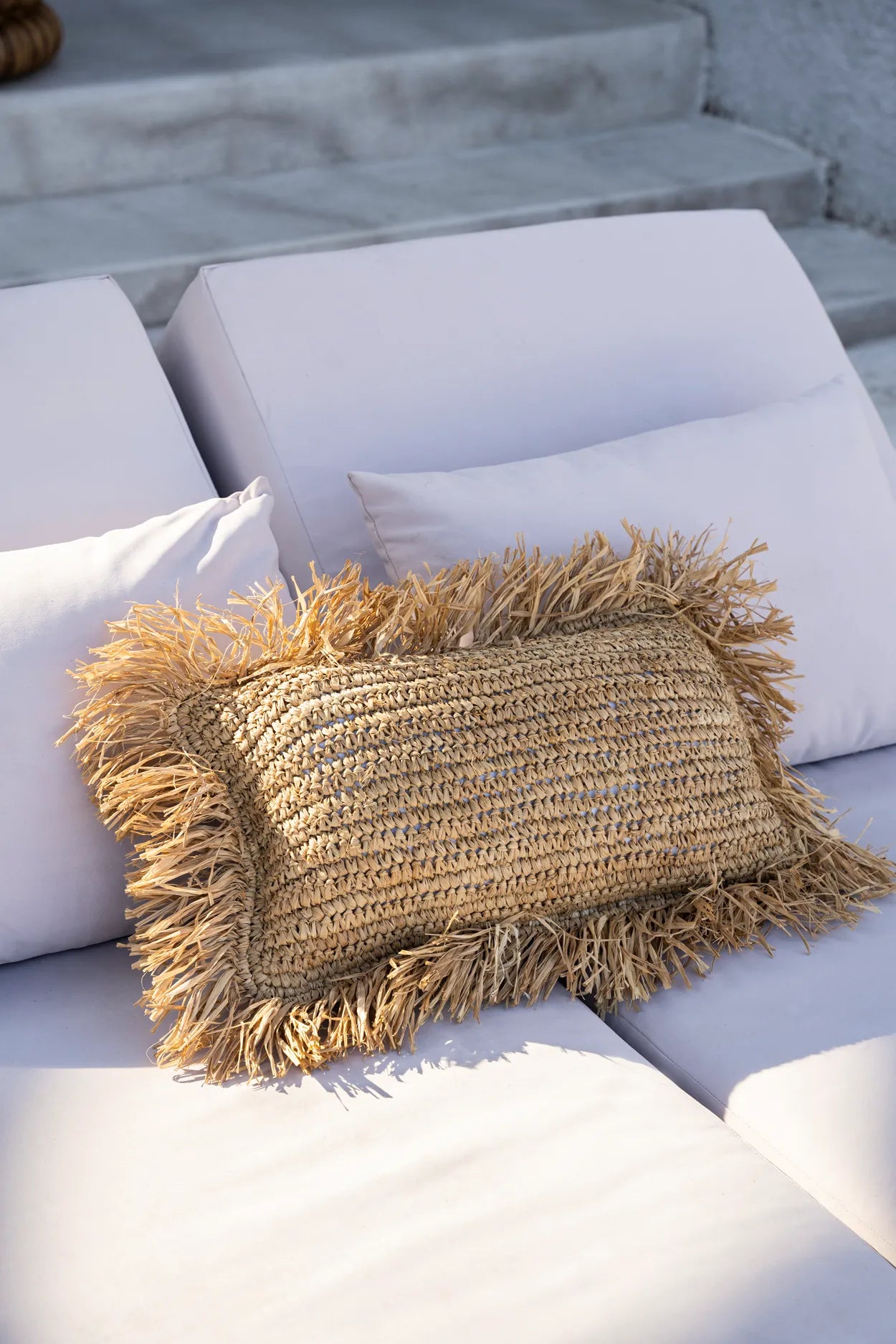 De Raffia Kussenhoes - Rechthoekig - Naturel - 30x50