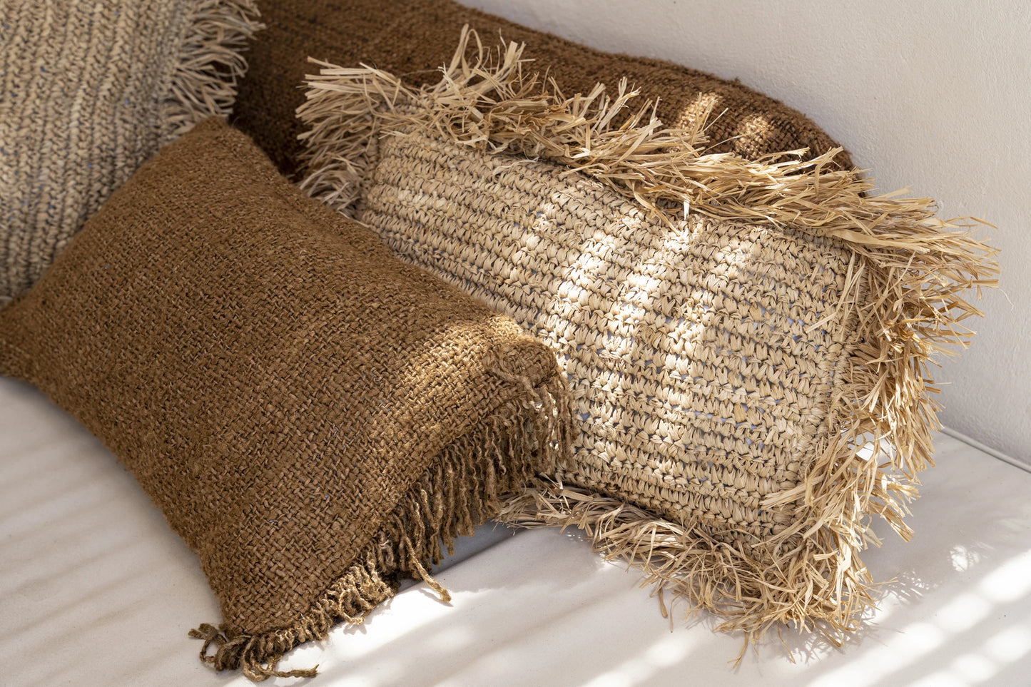 De Raffia Kussenhoes - Rechthoekig - Naturel - 30x50