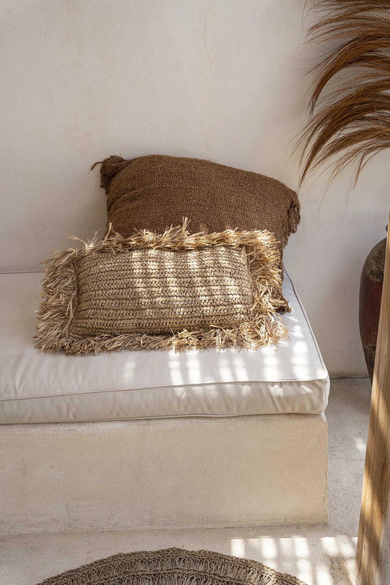 De Raffia Kussenhoes - Rechthoekig - Naturel - 30x50