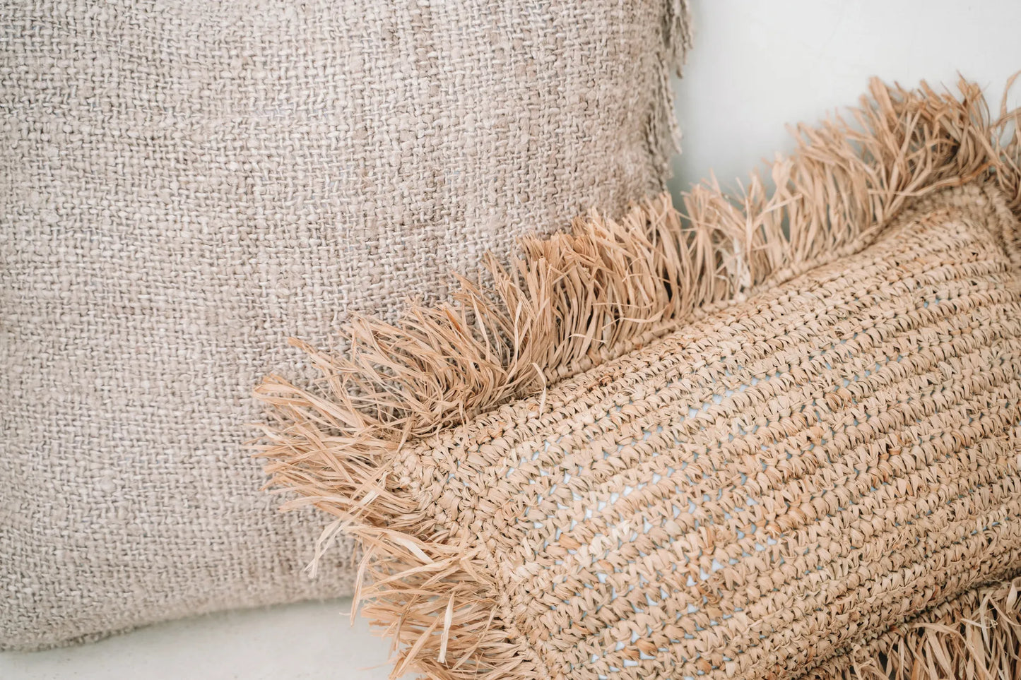 De Raffia Kussenhoes - Rechthoekig - Naturel - 30x50