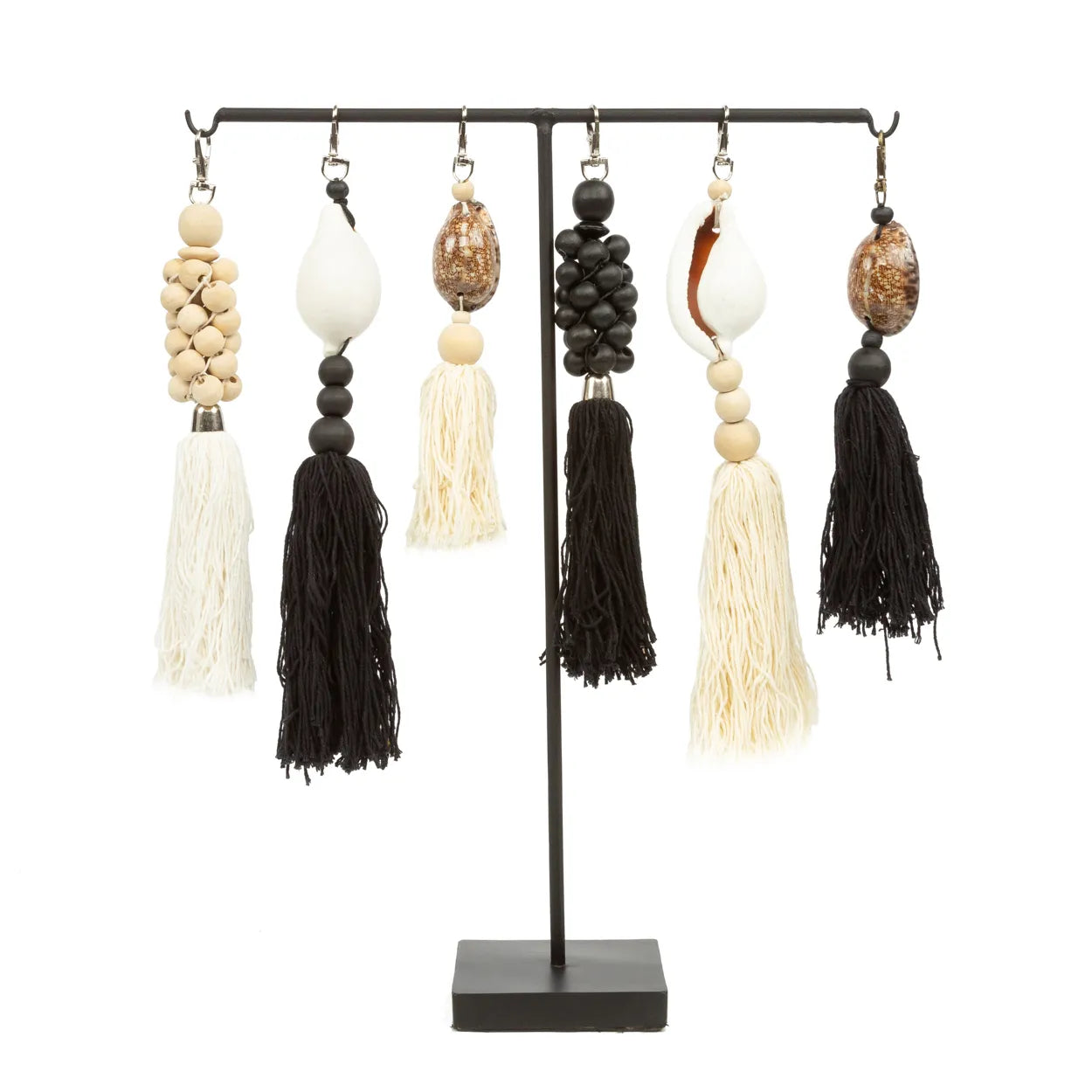 The wooden beads key ring - Black 3 pieces