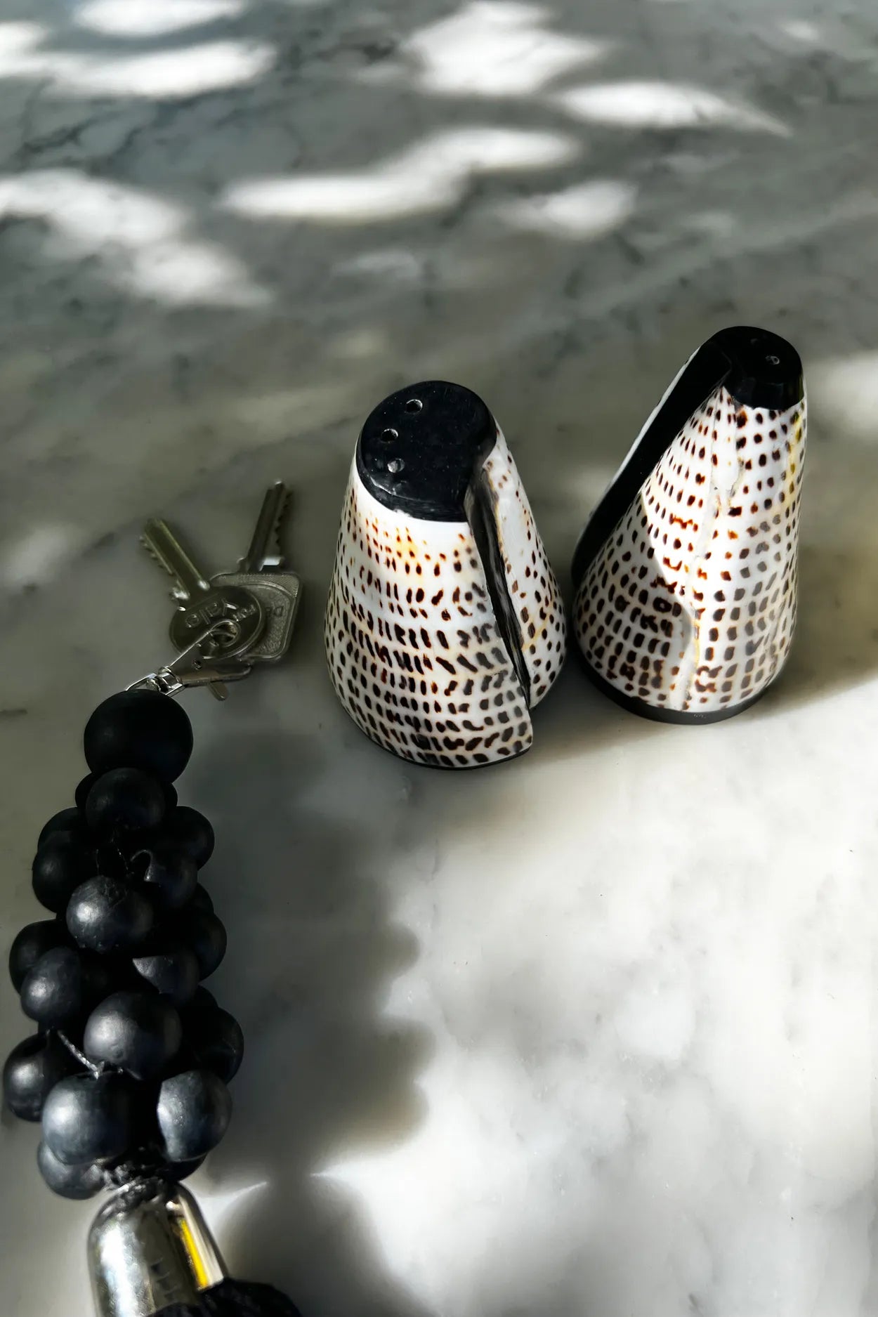 The wooden beads key ring - Black 3 pieces
