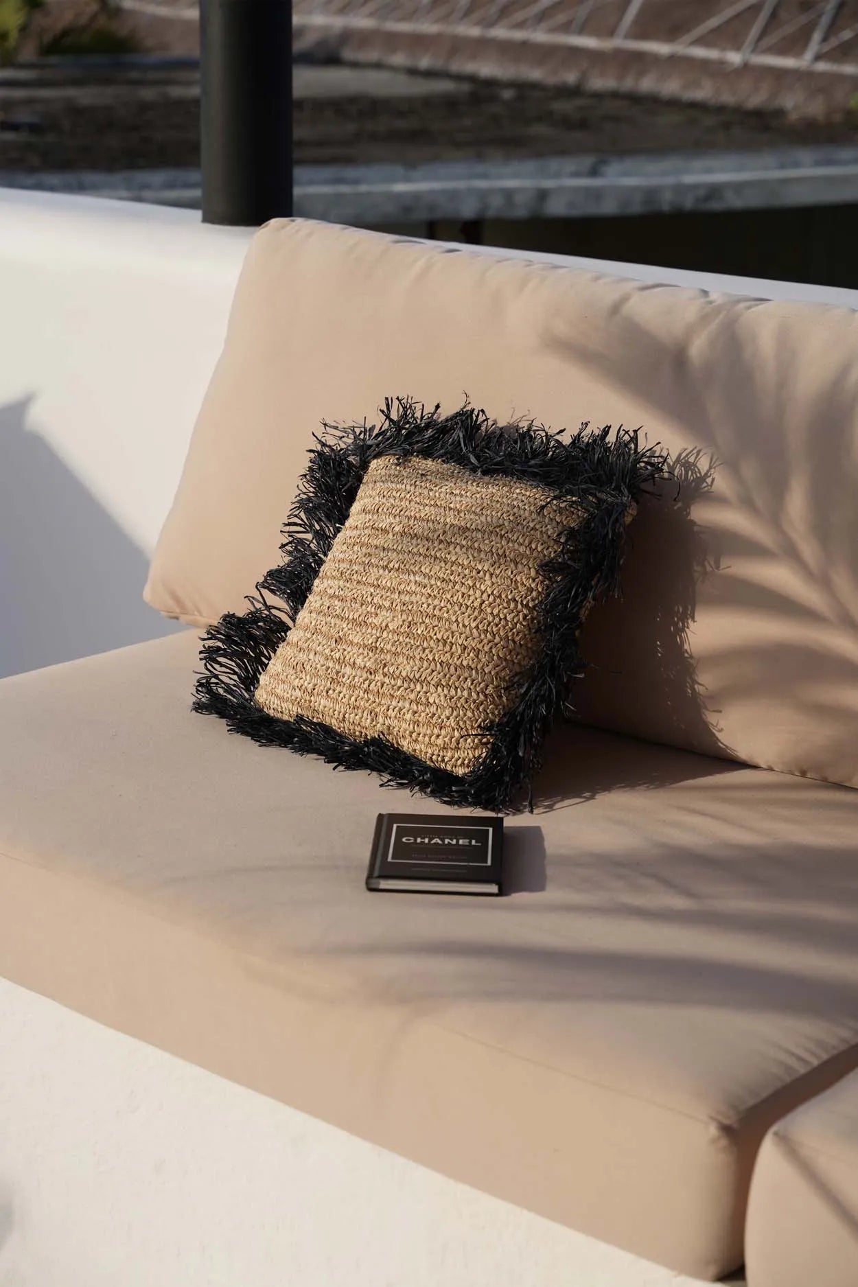 The Raffia Cushion Cover Natural Black 40x40