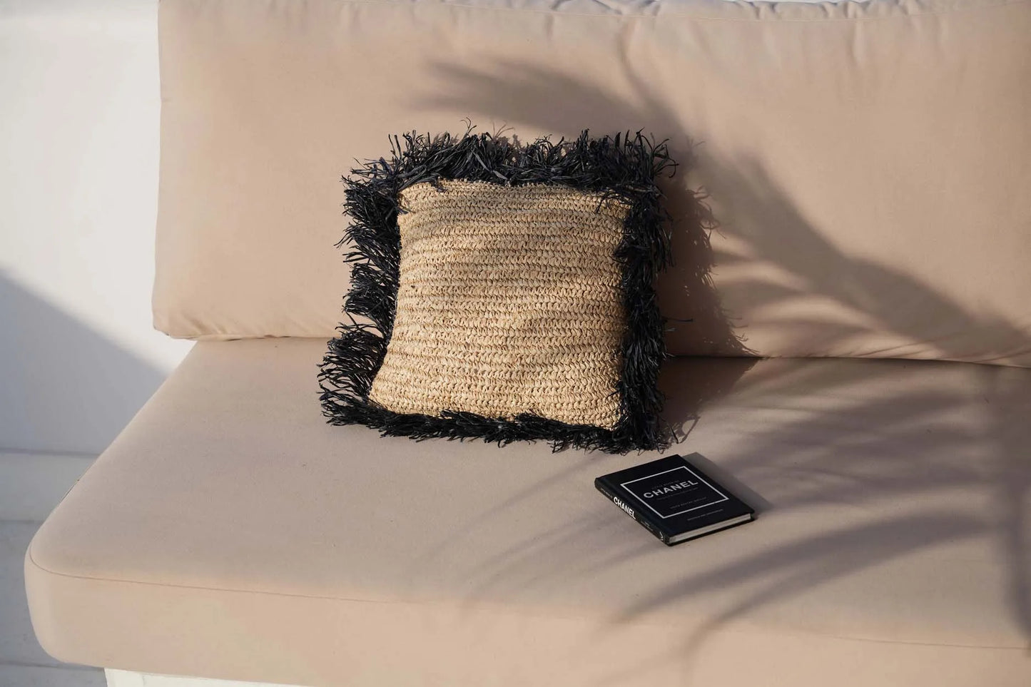 The Raffia Cushion Cover Natural Black 40x40