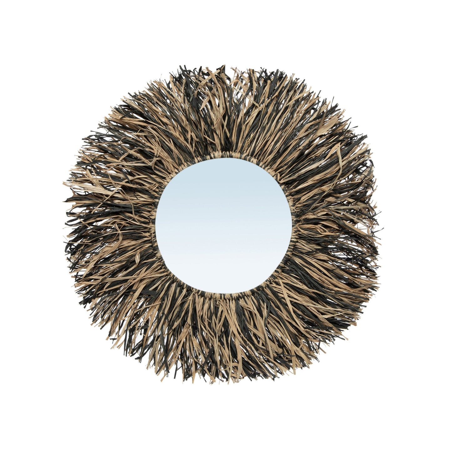 De Raffia Fringe Spiegel - Naturel Zwart - S