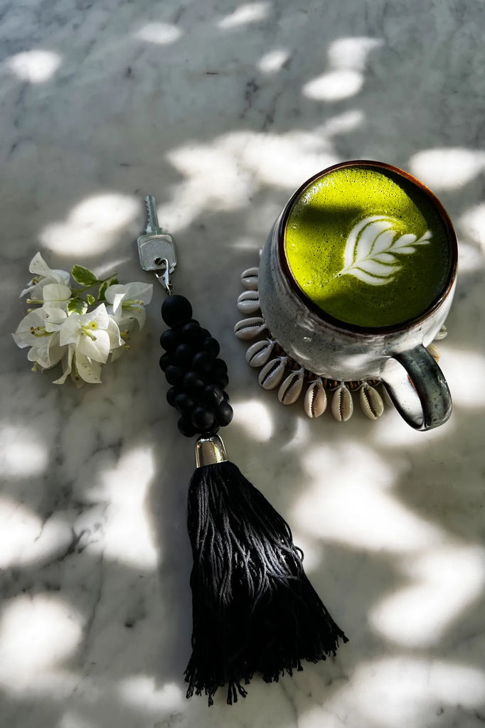The wooden beads key ring - Black 3 pieces