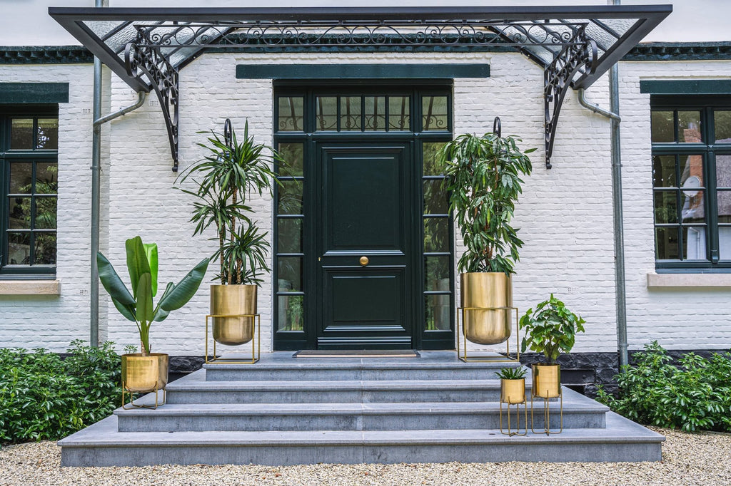 The brass planter on stand - Brass - XL