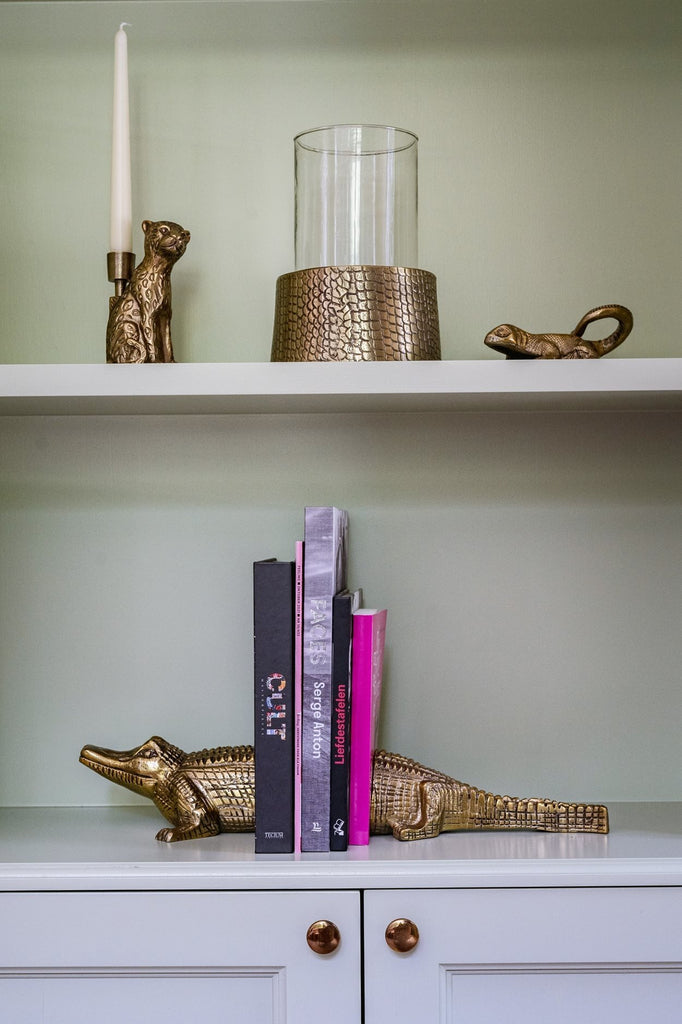 The Crocodile Candle Holder with Glass - Brass - L