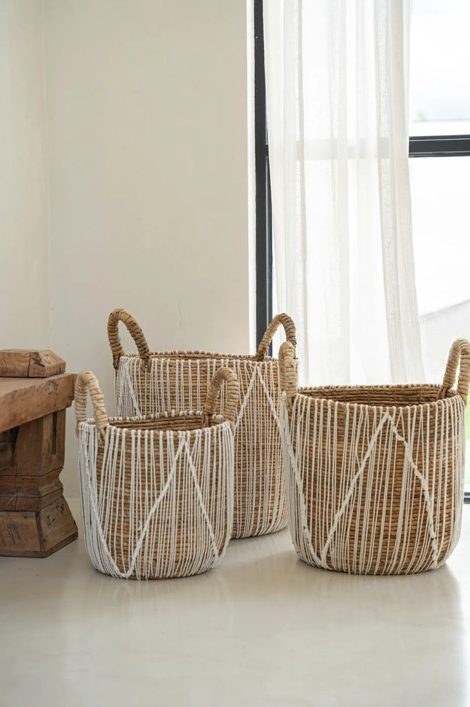 The Straight Stitched Macramé Basket - Small