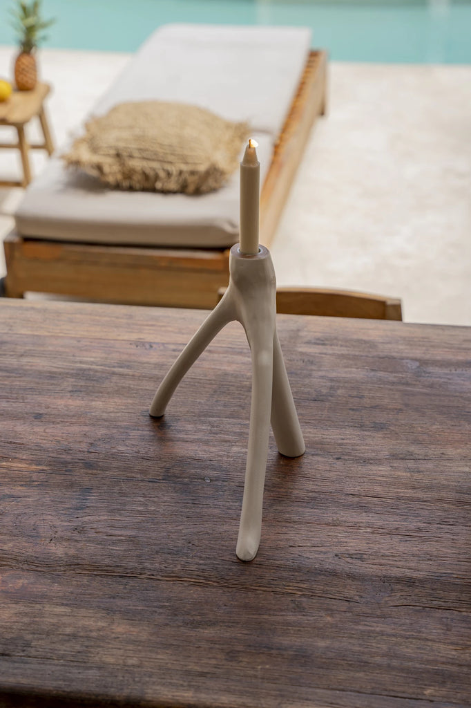 The Triple Branch Candle Holder - White