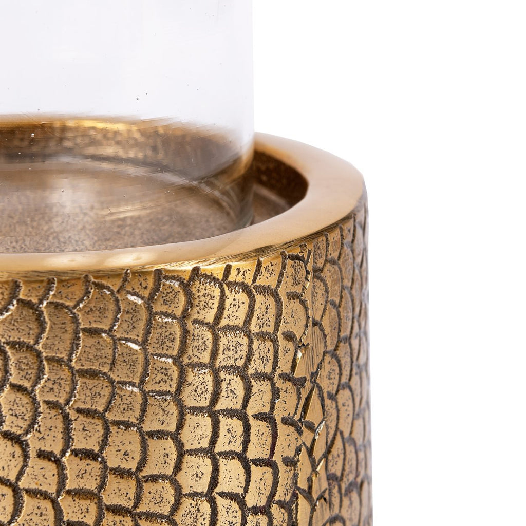 The Crocodile Candle Holder with Glass - Brass - L