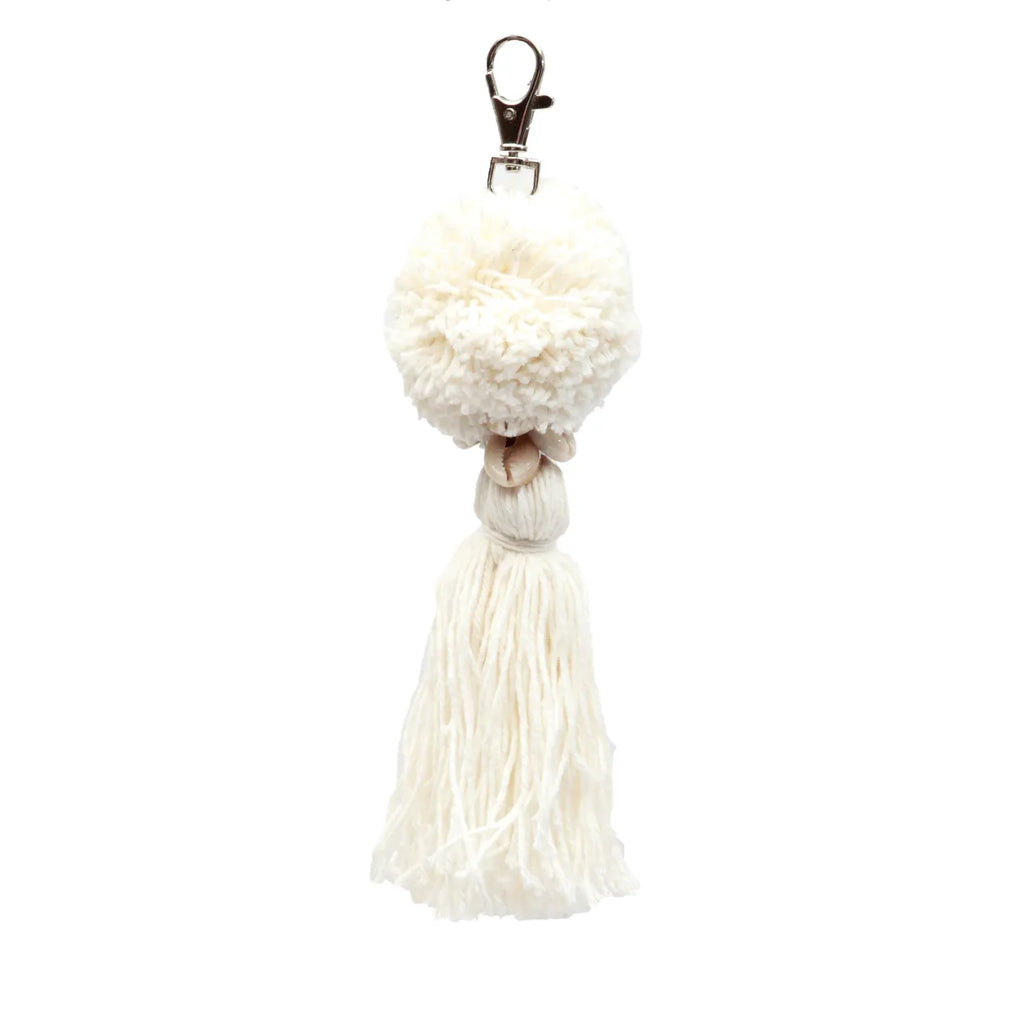 De Pompom Sleutelhanger - Wit