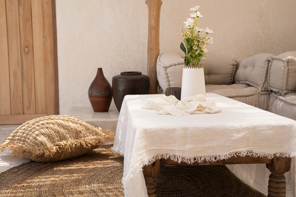 Linen Tablecloth - White - 180x300