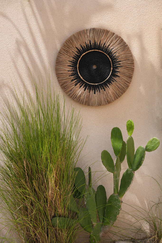 De Raffia Macramé Wanddecoratie - Zwart Natuurlijk