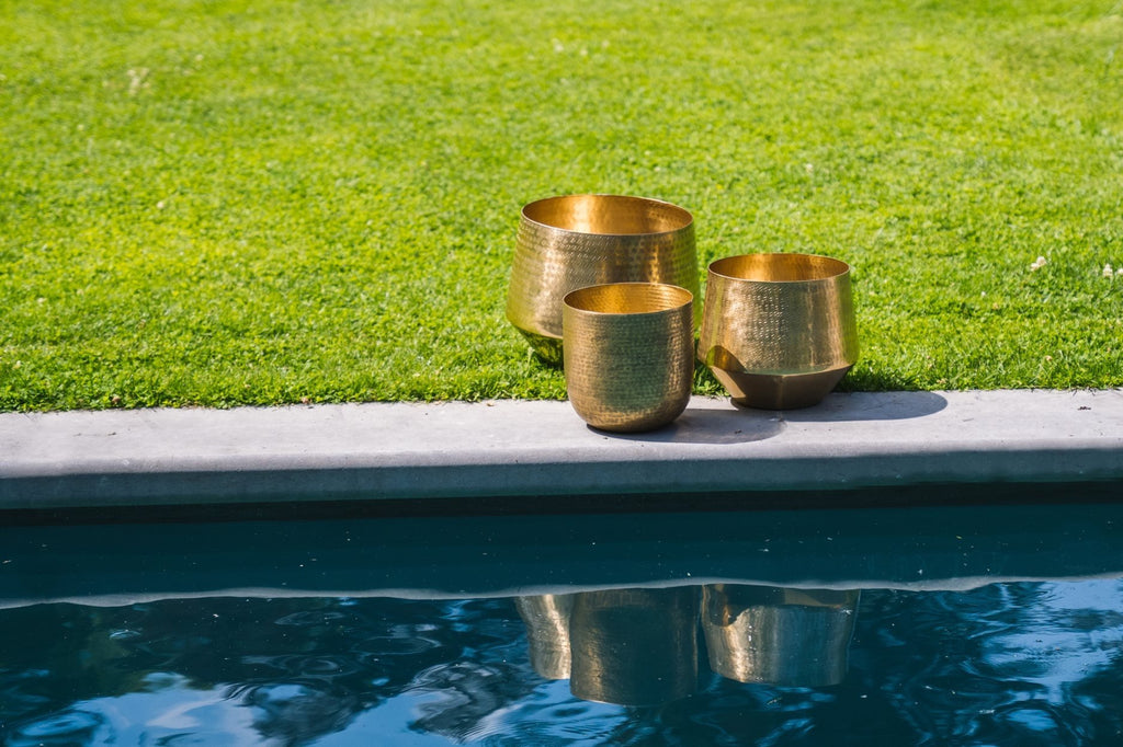 The hammered planter - Brass - L