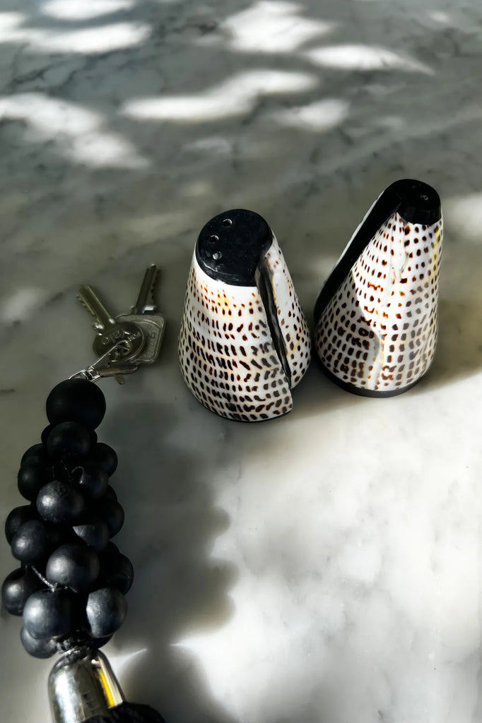 The wooden beads key ring - Black 3 pieces