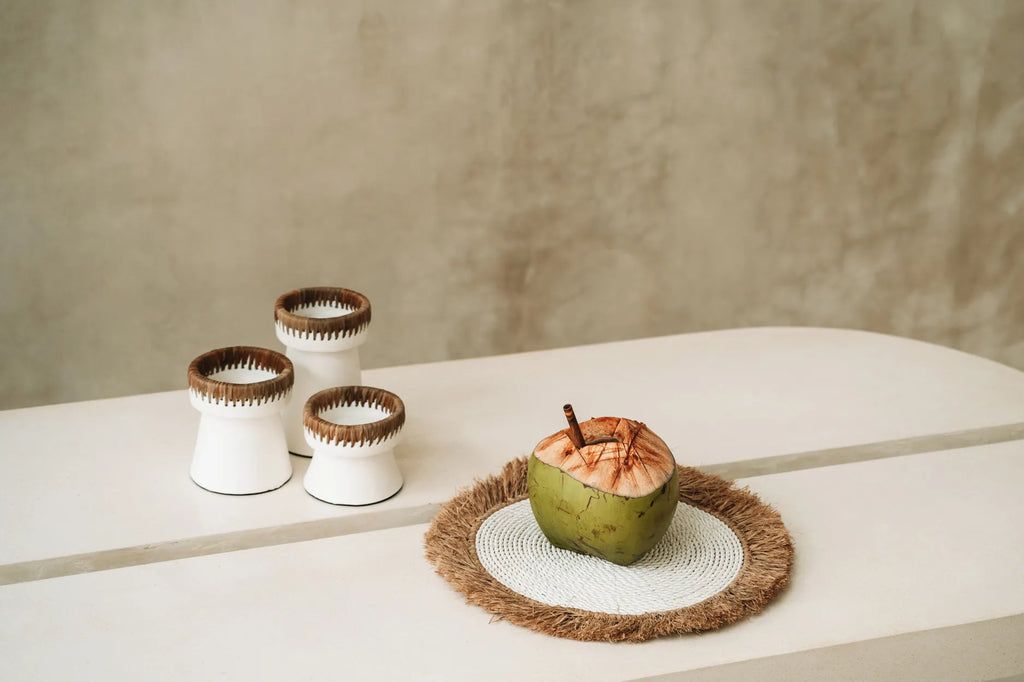 Set de table en raphia jacinthe d'eau - Blanc naturel