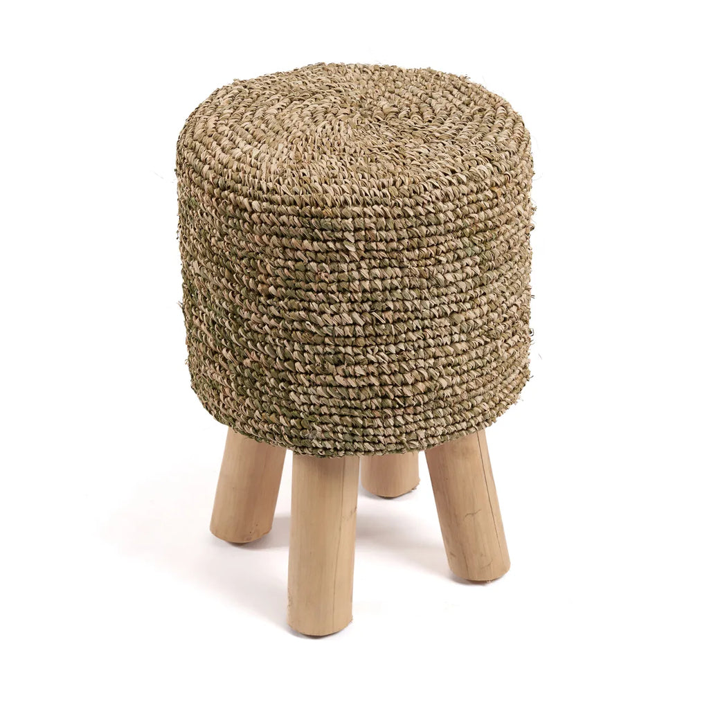 The Raffia woven stool - Jungle Green