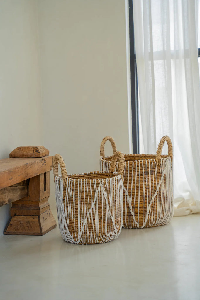 The Straight Stitched Macramé Basket - Small