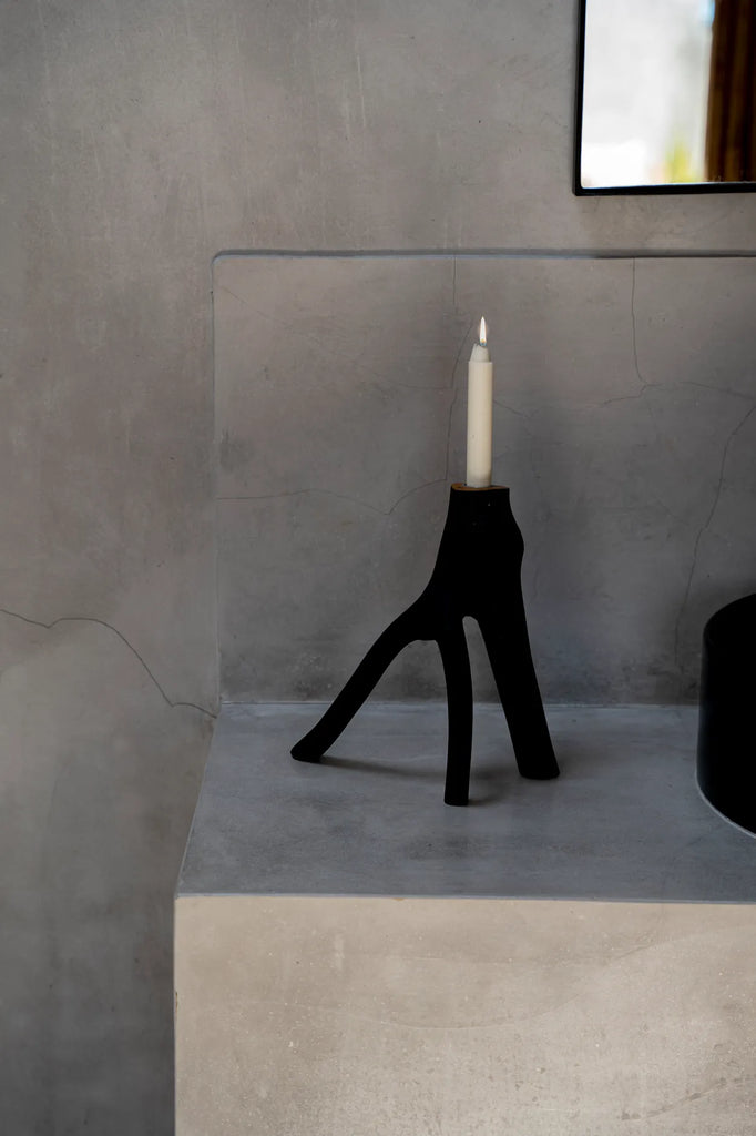 The Triple Branch Candle Holder - Black
