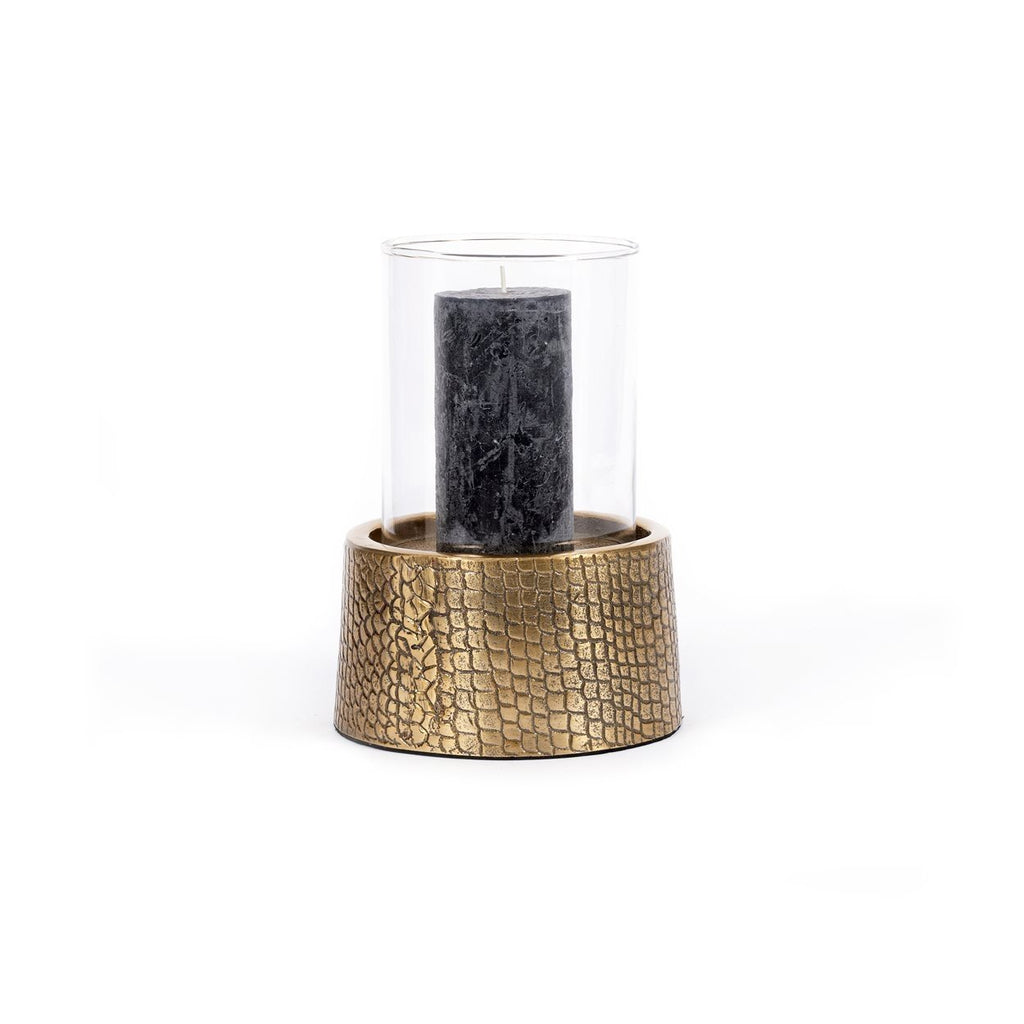 The Crocodile Candle Holder with Glass - Brass - L