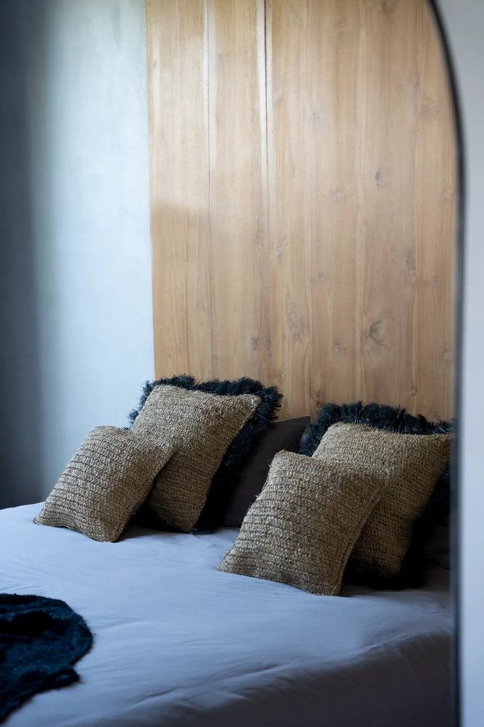 De Raffia Kussenhoes Vierkant - Natuurlijk Zwart - 60x60_40
