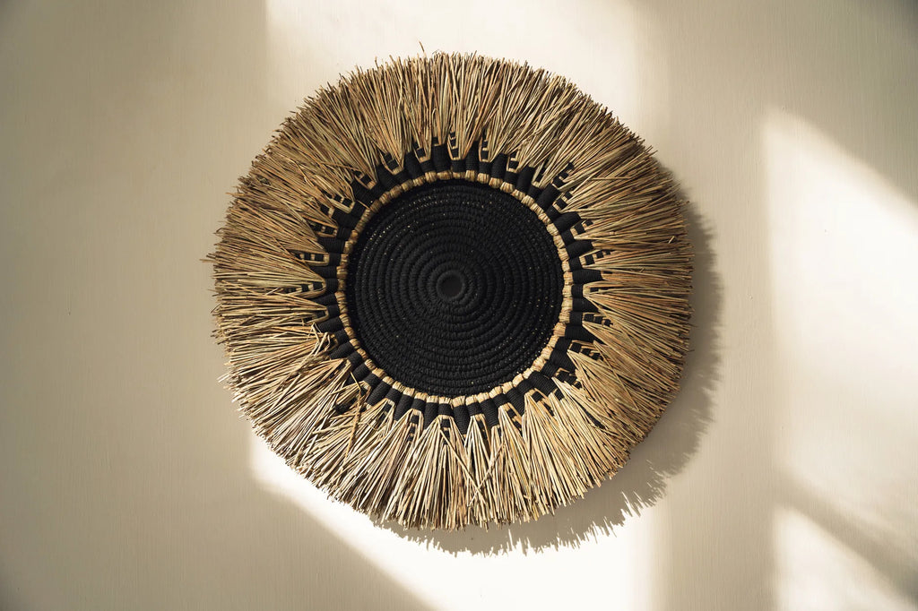 De Raffia Macramé Wanddecoratie - Zwart Natuurlijk