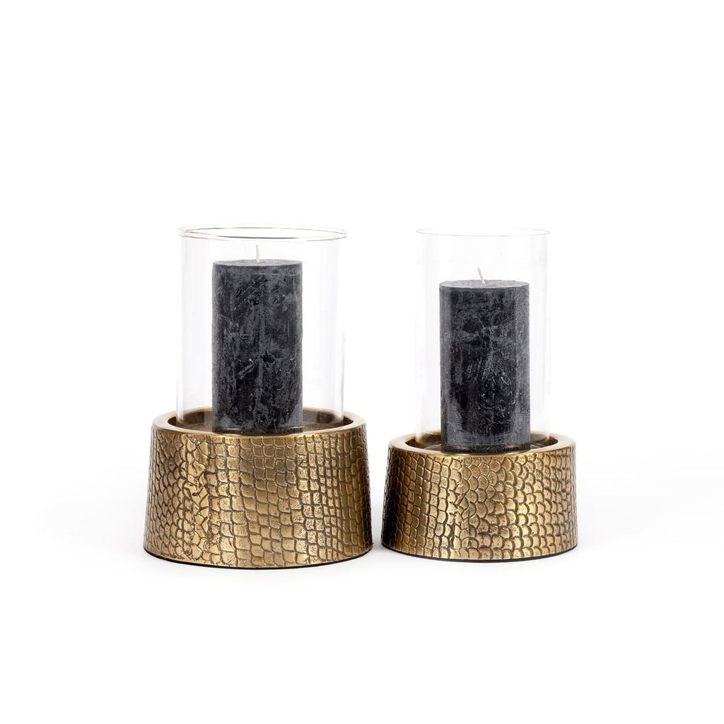 The Crocodile Candle Holder with Glass - Brass - L